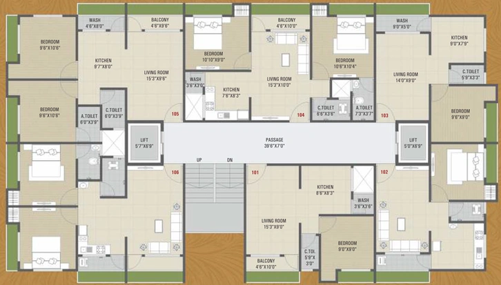 Floor Plan of Salasar Icon in Dindoli, Surat - Image 86406