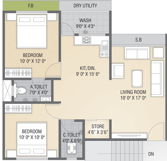 2 BHK Flat in Amar Bansari Luxuria in Kholvad, Surat - Image 802081
