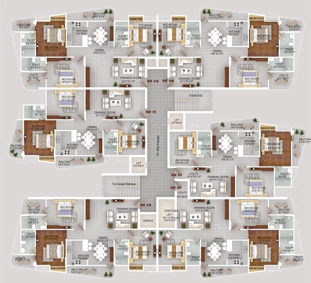 Floor Plan of Samridhi Regalia in Harmu, Ranchi - Image 109096