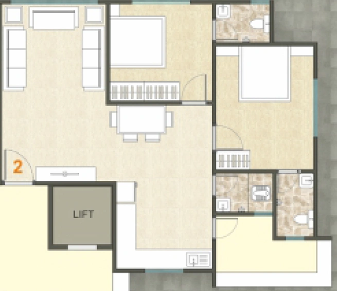 2 BHK Flat in Shine City Homes in Rander, Surat - Image 647489
