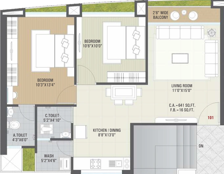 2 BHK Flat in Shrungal Heaven in Althan, Surat - Image 645998