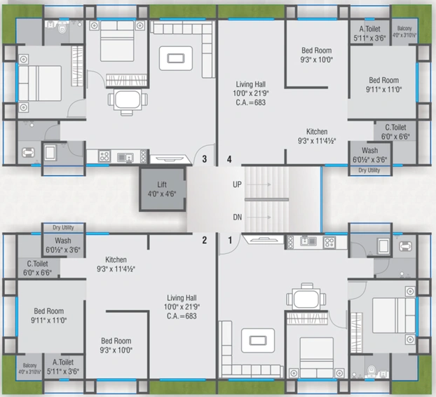 Floor Plan of Vihaldham Nilkanth Residency in Amroli, Surat - Image 85877