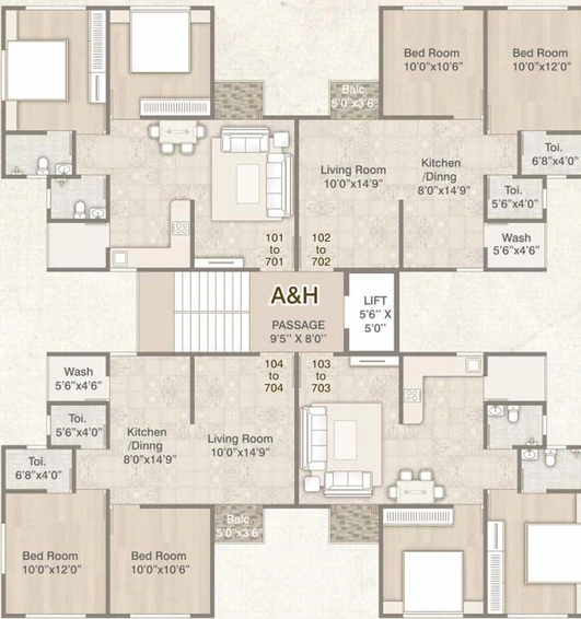 Floor Plan of Akshar Aastha Vatika in Bhayli Road, Vadodara - Image 85602