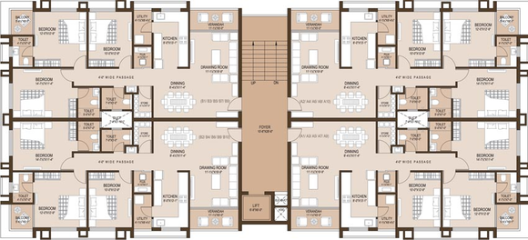 Floor Plan of Sheth Moonvihar Flats in Navrangpura, Ahmedabad - Image 85893