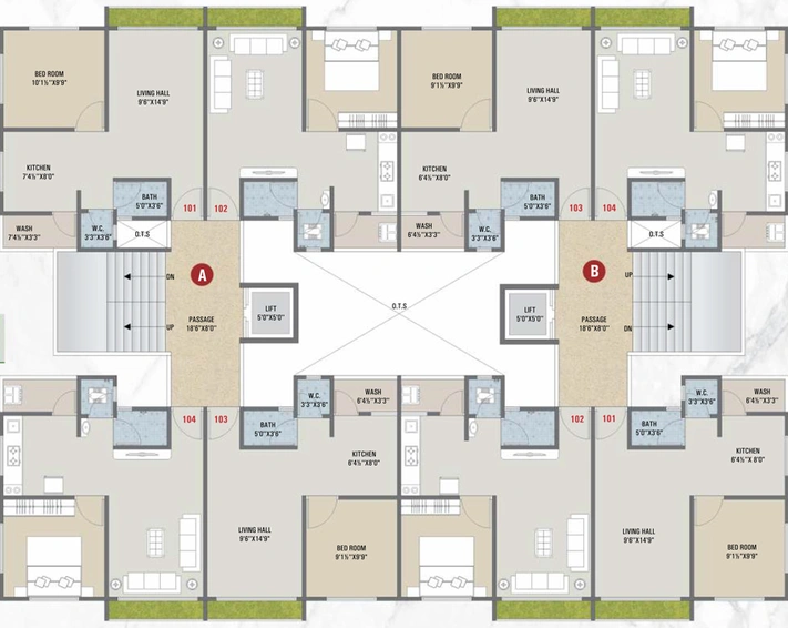 Floor Plan of Shyam Madhav Residency in Dindoli, Surat - Image 86036