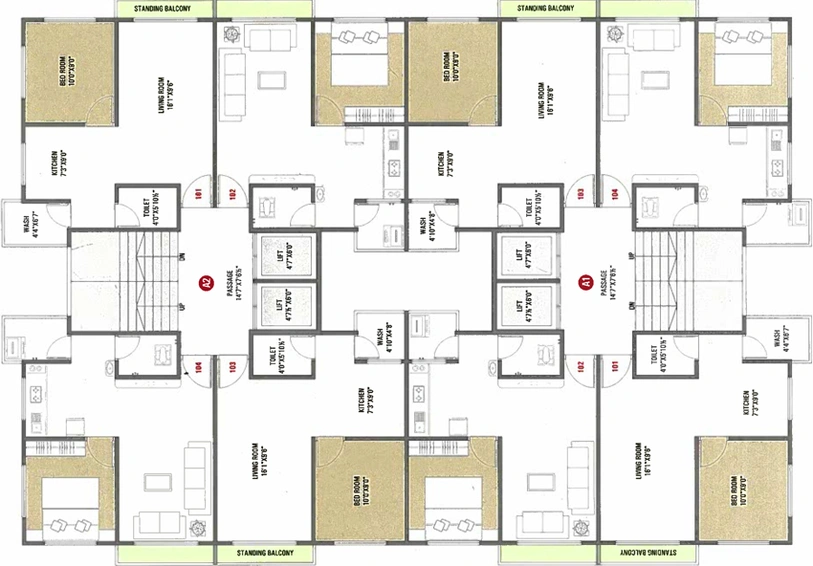 Floor Plan of Savani Prayosha Pride in Dindoli, Surat - Image 86062