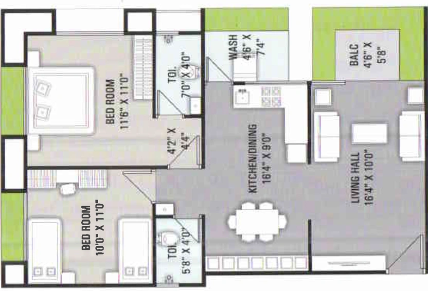 2 BHK Flat in Prestige Oliva Heights in Althan, Surat - Image 653105