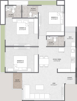 3 BHK Flat in TCC The Evans in Chandkheda, Ahmedabad - Image 647594
