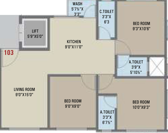 3 BHK Flat in Shree White Palace in Amroli, Surat - Image 647676