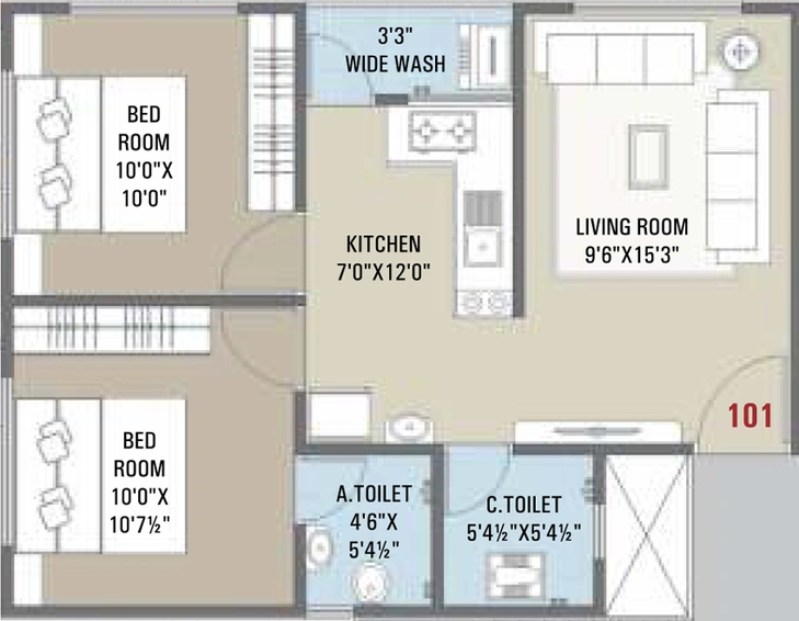 2 BHK Flat in Shree White Palace in Amroli, Surat - Image 647675