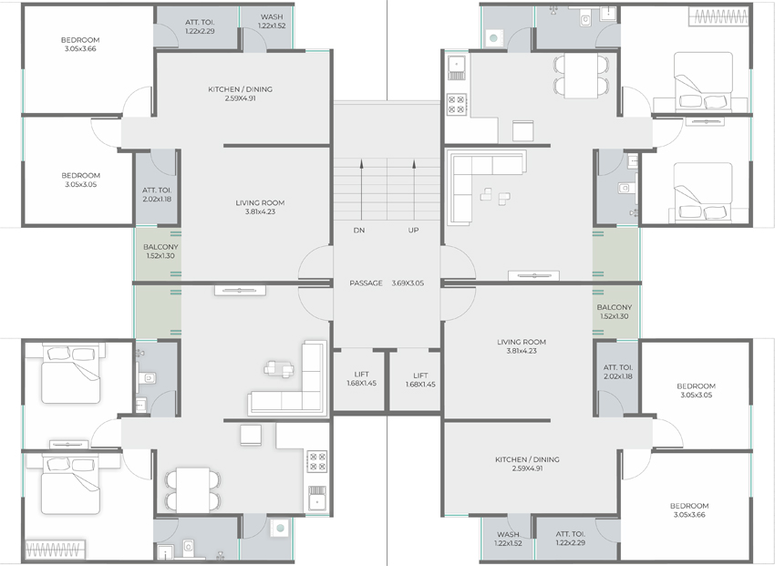 Floor Plan of Pushpak Skyline in Tarsali, Vadodara - Image 86517