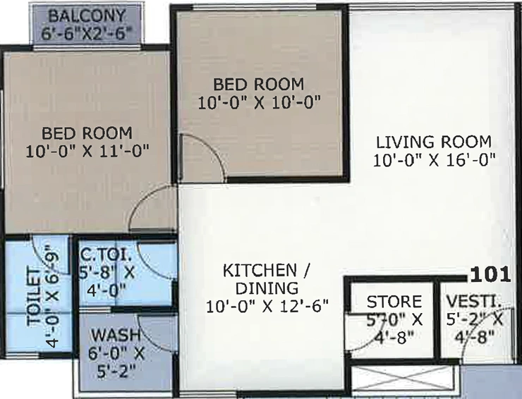 2 BHK Flat in Blue City in Nana Varachha, Surat - Image 653130
