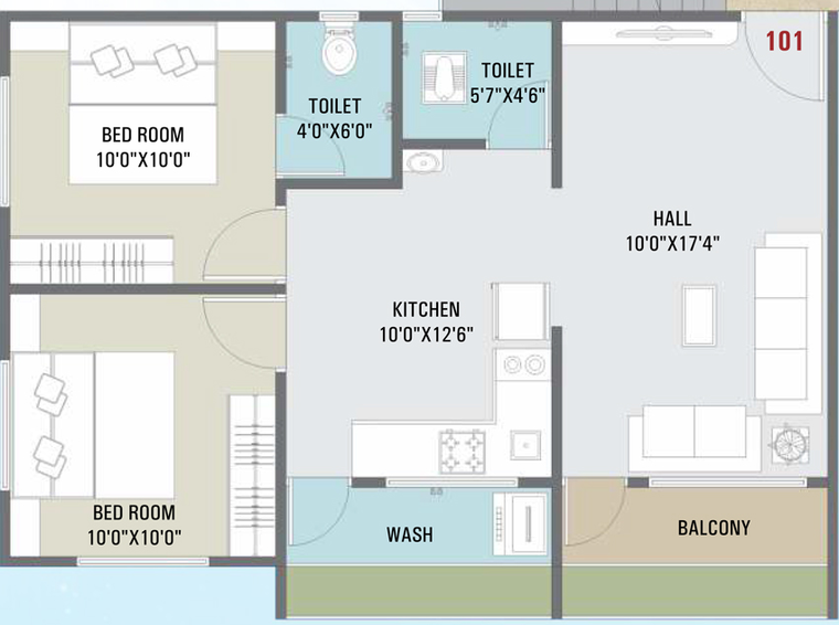 2 BHK Flat in Bhavani Sky 9 Living in Limbayat, Surat - Image 648172