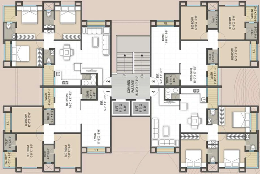 Floor Plan of Marvella Residency in Bhimrad, Surat - Image 88071