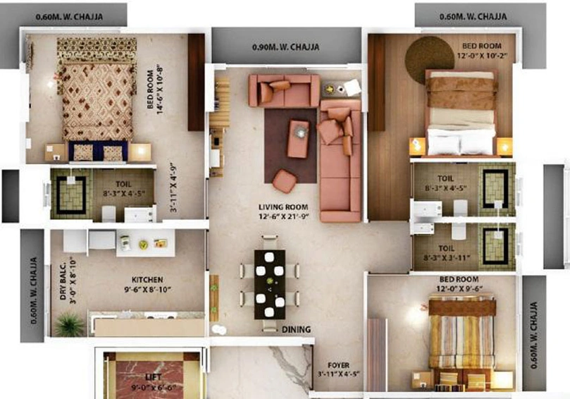 3 BHK Flat in Mehta Lilium in Santacruz West, Mumbai - Image 648571