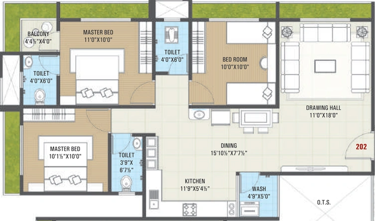 3 BHK Flat in Orenge Residency in Variav, Surat - Image 648897