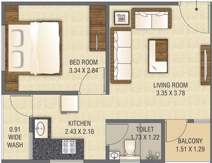 1 BHK Flat in Laxmi Mudra Heights in Kalali, Vadodara - Image 648956