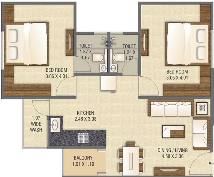 2 BHK Flat in Laxmi Mudra Heights in Kalali, Vadodara - Image 648957