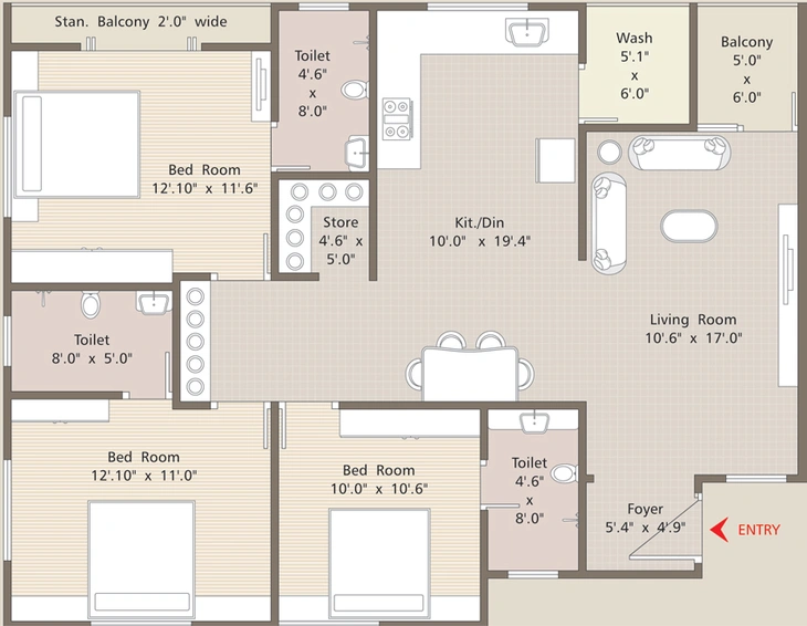 3 BHK Flat in Madhuvan Clublife in Waghodia Road, Vadodara - Image 699221