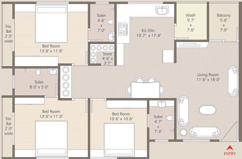 3 BHK Flat in Madhuvan Clublife in Waghodia Road, Vadodara - Image 699222