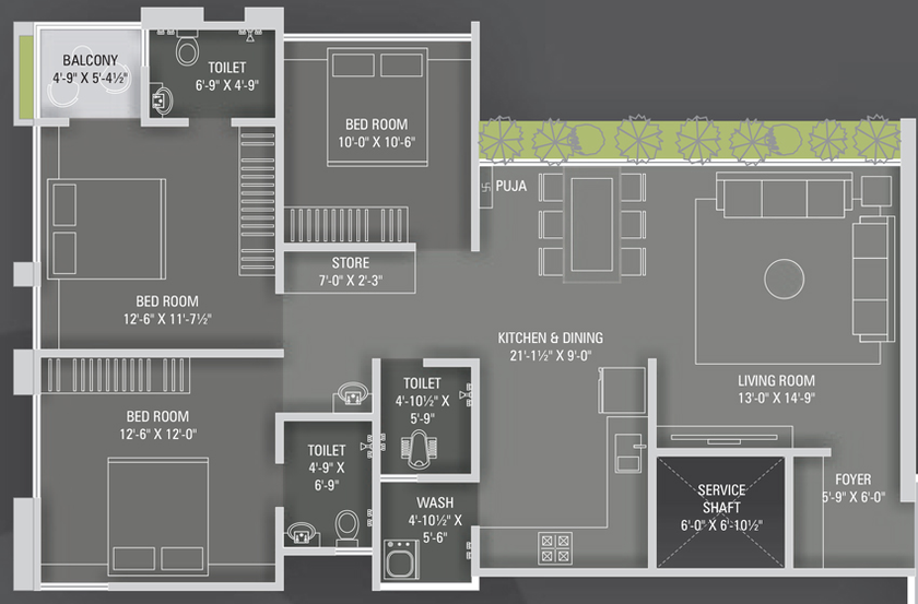 3 BHK Flat in KLM Sapphire 8 in Parvat Gam, Surat - Image 785193