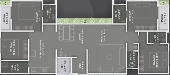 4 BHK Flat in KLM Sapphire 8 in Parvat Gam, Surat - Image 785194