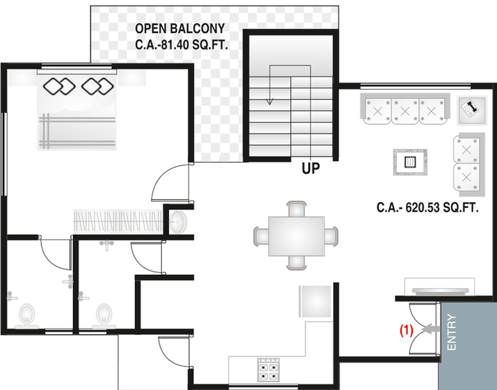 1 BHK Flat in DND Shree Siddhnath Enclave in Jahangirabad, Surat - Image 649484