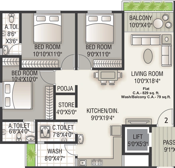 3 BHK Flat in Mahavir Sun Residency in Amroli, Surat - Image 649538