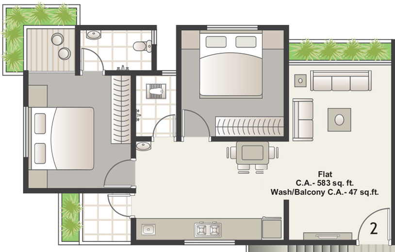 2 BHK Flat in Mahavir Sun Residency in Amroli, Surat - Image 649536