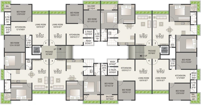 Floor Plan of Mahavir Sun Residency in Amroli, Surat - Image 86919