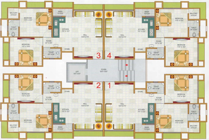 Floor Plan of Satyam Residency in Amroli, Surat - Image 87012