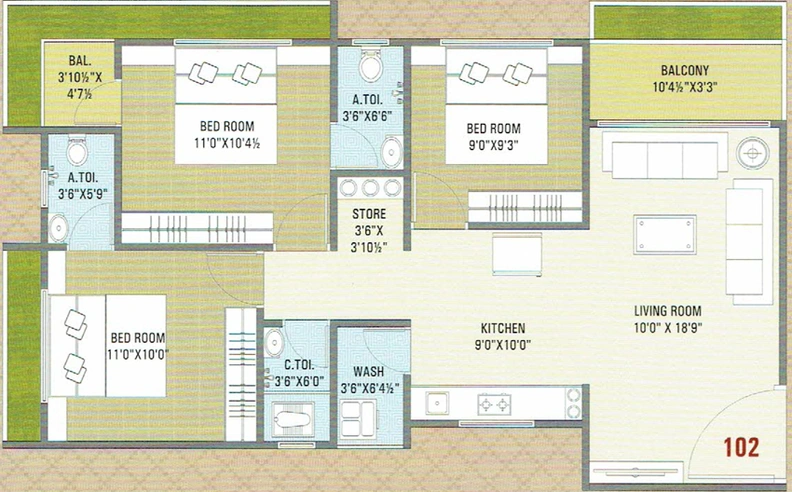 3 BHK Flat in Radhe Vaikunth Residency in Mota Varachha, Surat - Image 654046