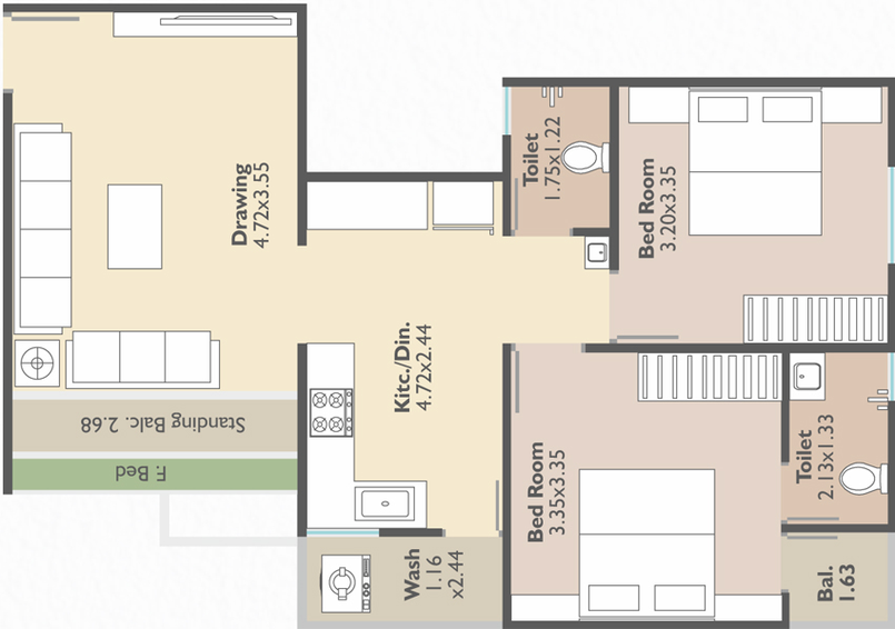 2 BHK Flat in Jabreshwar Varniraj Sparsh in Tarsali, Vadodara - Image 652647