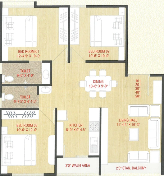 3 BHK Flat in SN Miran Residency in Tandalja, Vadodara - Image 650252