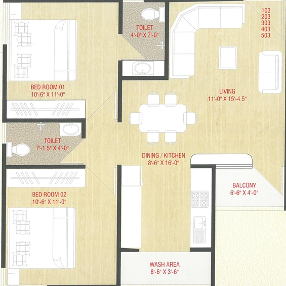 2 BHK Flat in SN Miran Residency in Tandalja, Vadodara - Image 650251