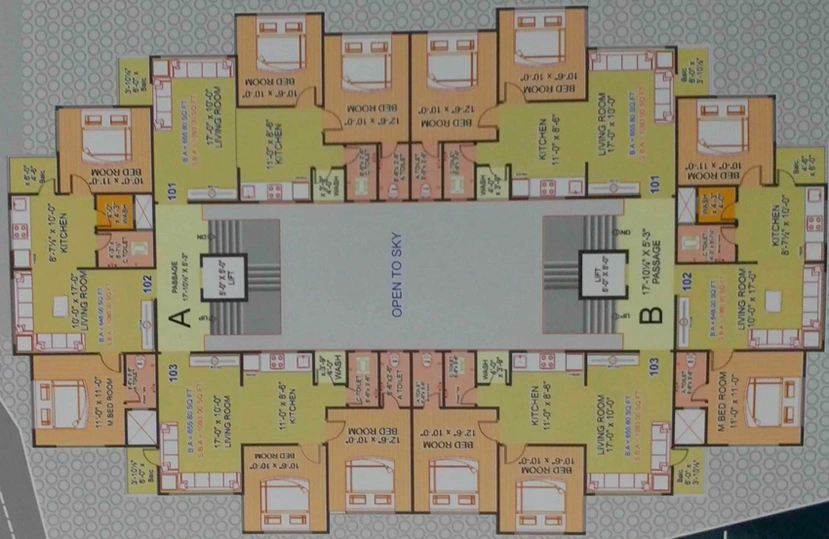 Floor Plan of Kapil Siddheshwar Residency in Nana Varachha, Surat - Image 87246