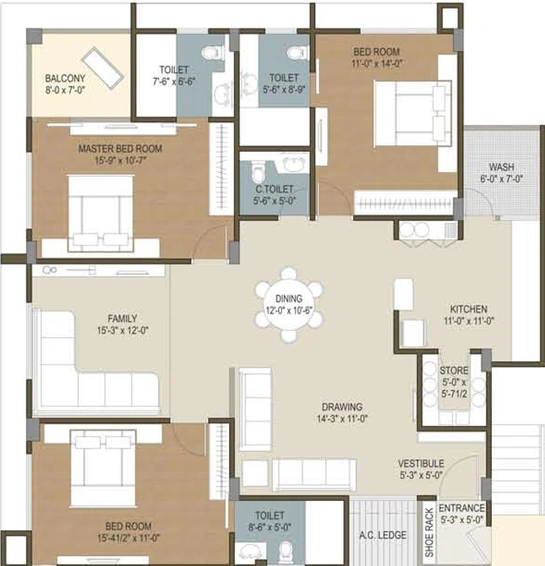 3 BHK Flat in Indraprasth Heliconia in Thaltej, Ahmedabad - Image 655443