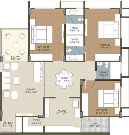 3 BHK Flat in Indraprasth Heliconia in Thaltej, Ahmedabad - Image 655444
