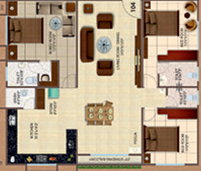 3 BHK Flat in Arihant Times Luxuria in Vesu, Surat - Image 654112