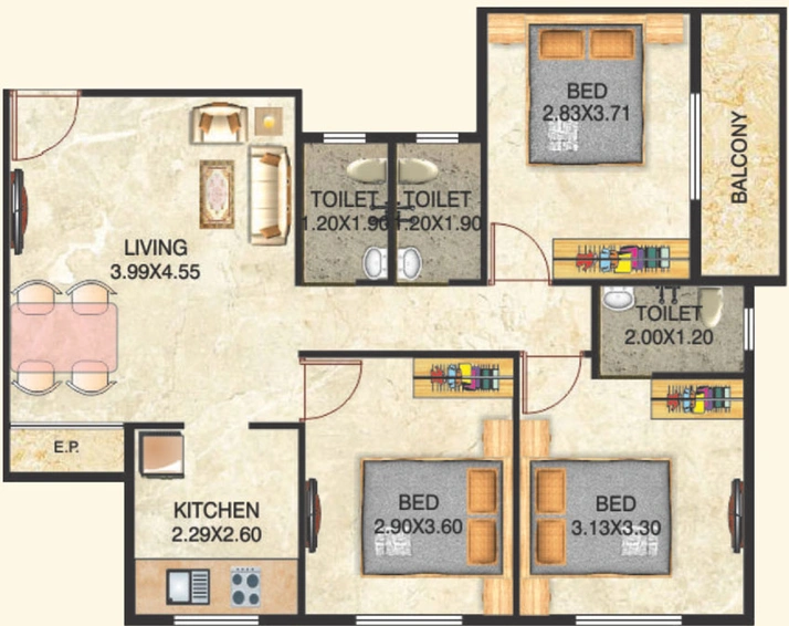 3 BHK Flat in Swanand Bliss in Ambernath East, Thane - Image 815687