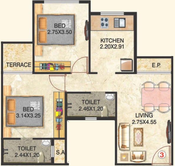 2 BHK Flat in Swanand Bliss in Ambernath East, Thane - Image 815686