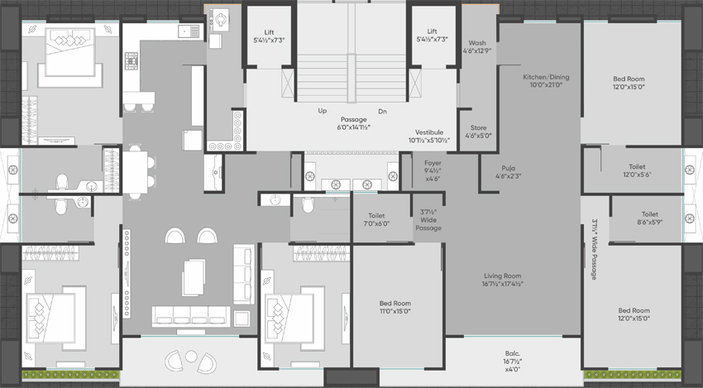 Floor Plan of Vakratund 45 in Kalali, Vadodara - Image 87678