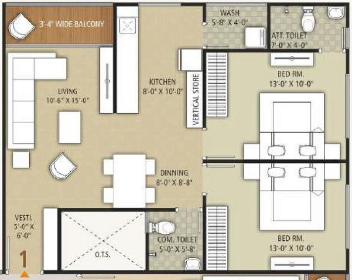 2 BHK Flat in Milestone Sumeru Residency in Vesu, Surat - Image 654183