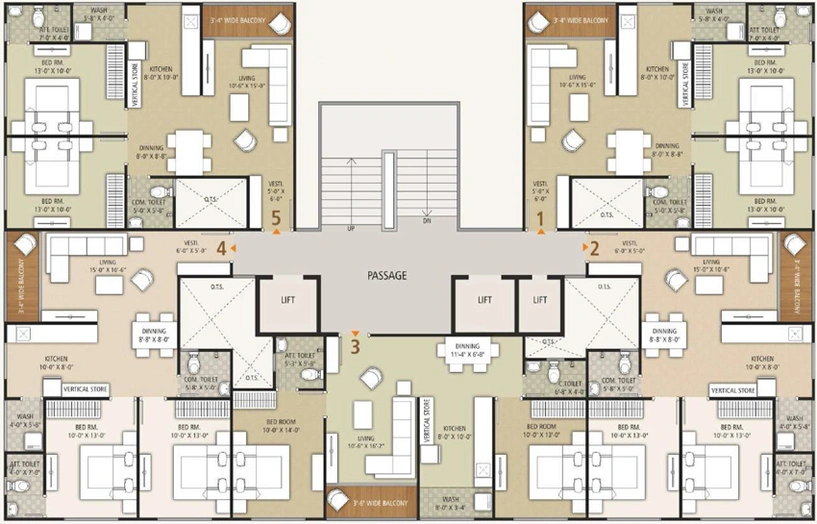 Floor Plan of Milestone Sumeru Residency in Vesu, Surat - Image 88413