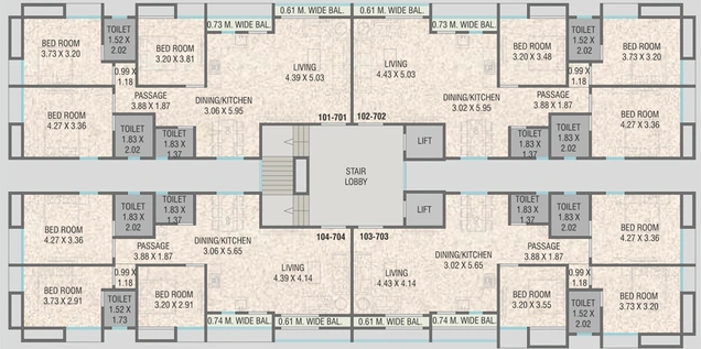 Floor Plan of Amardeep Heights in Harni, Vadodara - Image 128335