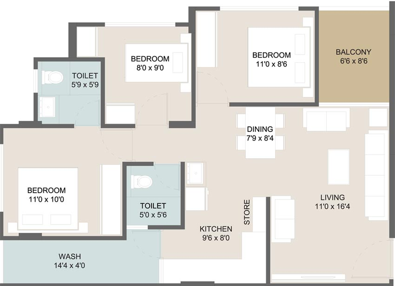 3 BHK Flat in Swara Sapphire 2 in Ambawadi, Ahmedabad - Image 653094