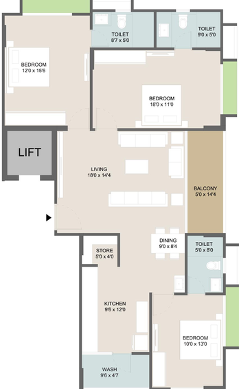 3 BHK Flat in Swara Sapphire 2 in Ambawadi, Ahmedabad - Image 653096