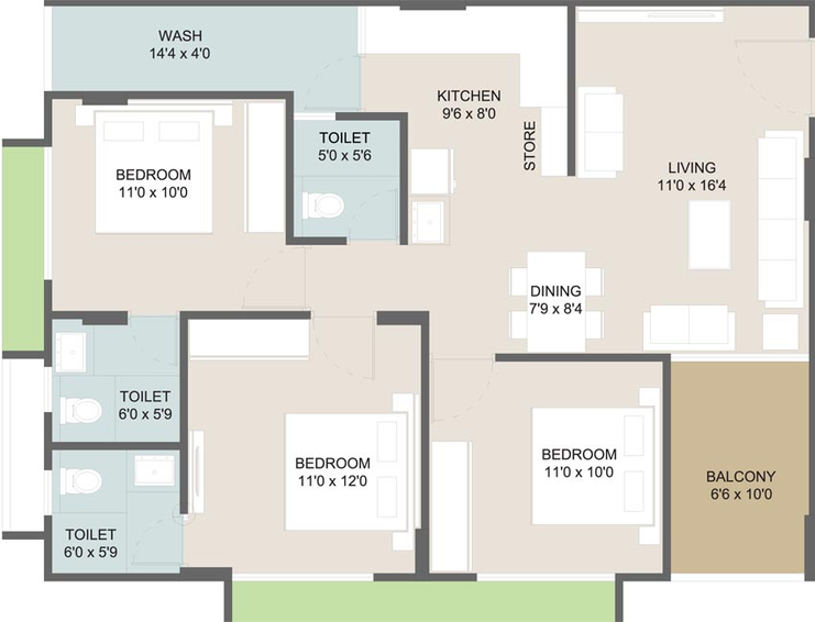 3 BHK Flat in Swara Sapphire 2 in Ambawadi, Ahmedabad - Image 653095