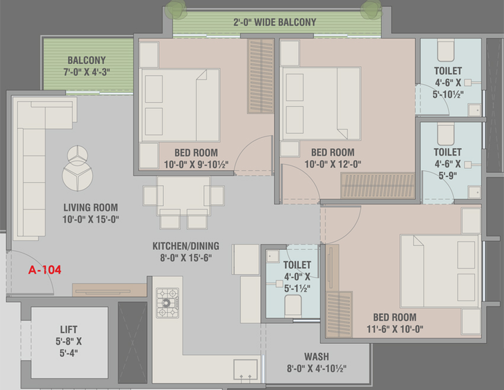 3 BHK Flat in Pancham Aristo in Sama Savli Road, Vadodara - Image 800760