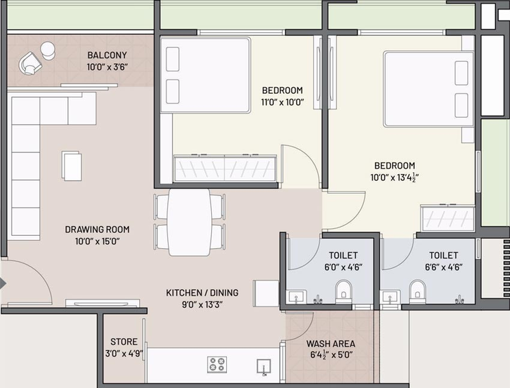 2 BHK Flat in New Darshan Mansi Empire in South Bopal, Ahmedabad - Image 655203